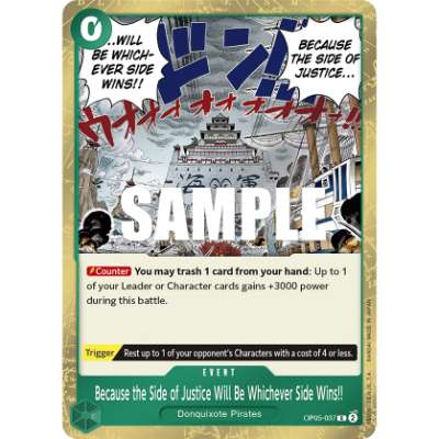 Carte One Piece Because the Side of Justice Will Be Whichever Side Wins!! OP05-037 R Awakening Of The New Era Neuf EN LorenZone