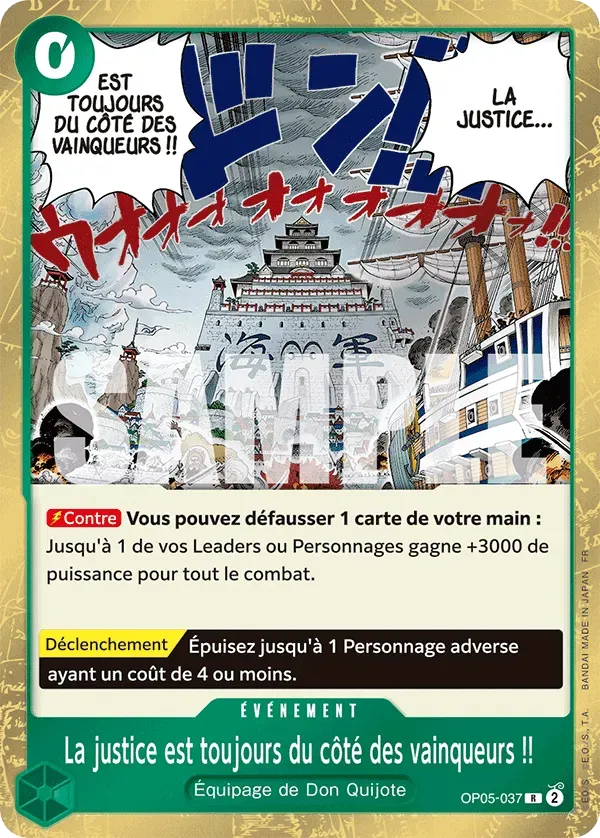 Carte One Piece La justice est toujours du côté des vainqueurs !! - PRB02 - FR OP05-037 Rare The Best Vol.2 Neuf FR LorenZone