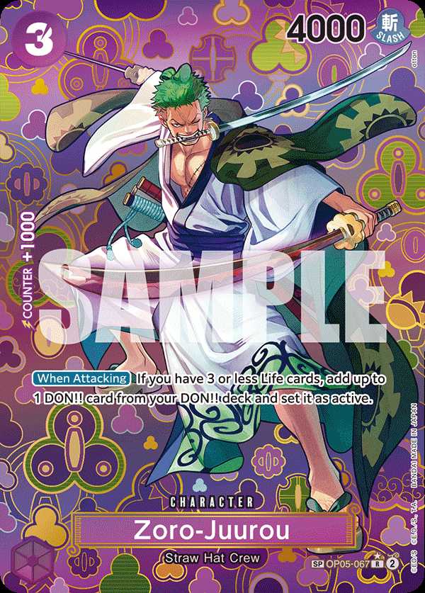 Carte One Piece Zoro-Juurou SC OP09 OP05-067 R Emperors In The New World Neuf EN LorenZone