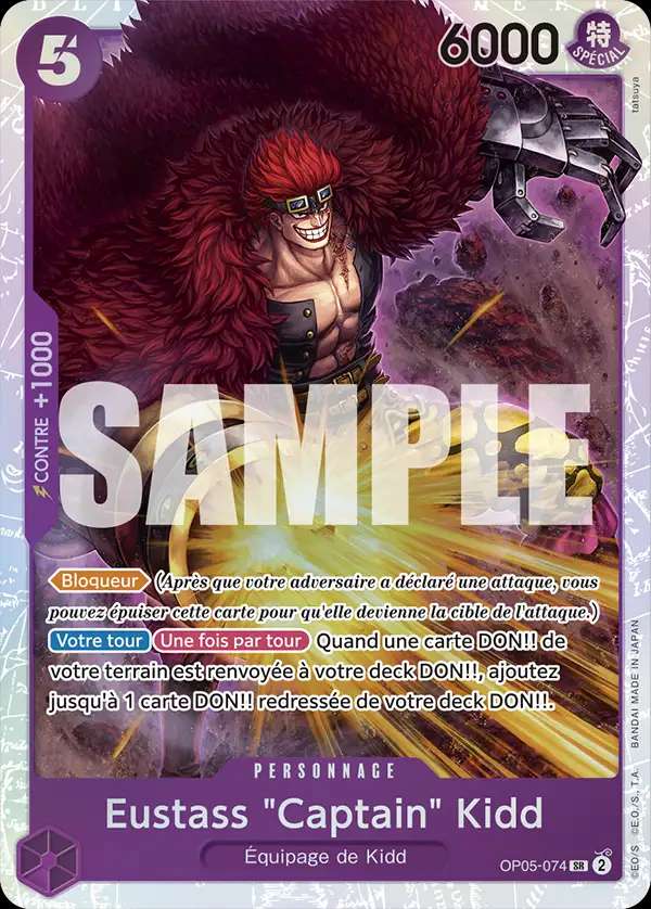 Carte One Piece Eustass Captain Kidd V1 OP05-074 SR The Best Neuf FR LorenZone