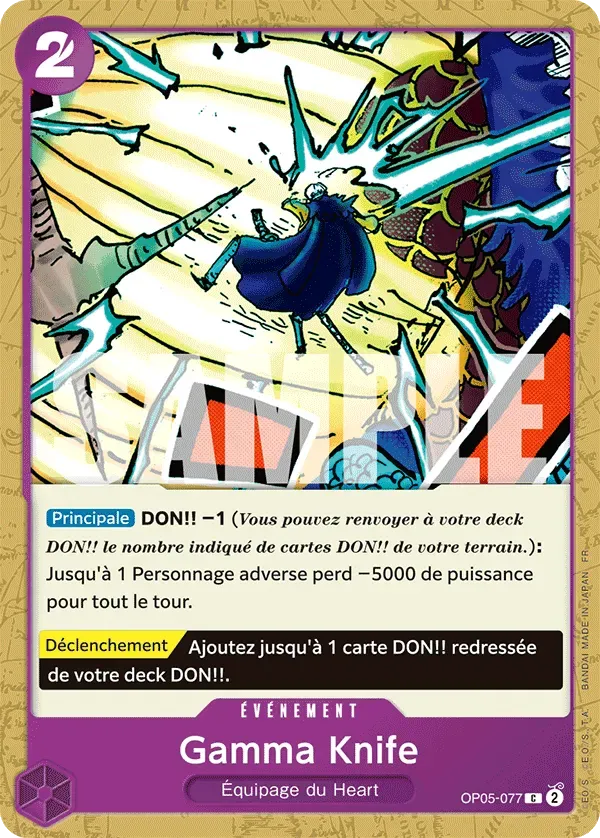 Carte One Piece Gamma Knife V1 - PRB02 - FR OP05-077 Commune The Best Vol.2 Neuf FR LorenZone