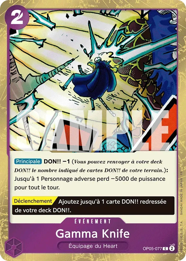 Carte One Piece Gamma Knife V2 - PRB02 - FR OP05-077 Commune Foil The Best Vol.2 Neuf FR LorenZone