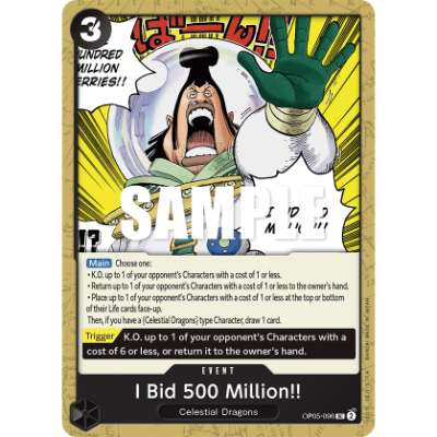 Carte One Piece I Bid 500 Million!! OP05-096 UC Awakening Of The New Era Neuf EN LorenZone