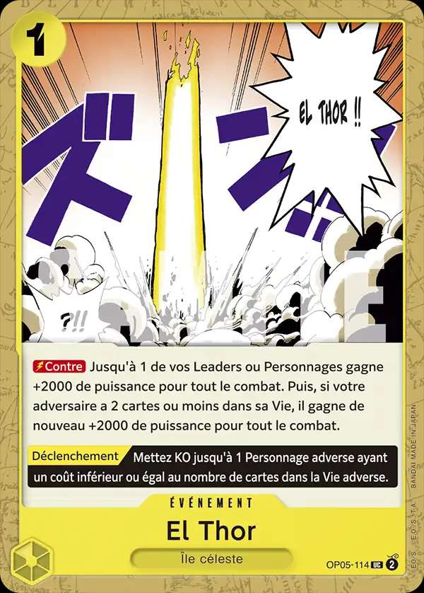 Carte One Piece El Thor V1 OP05-114 UC The Best Neuf FR LorenZone