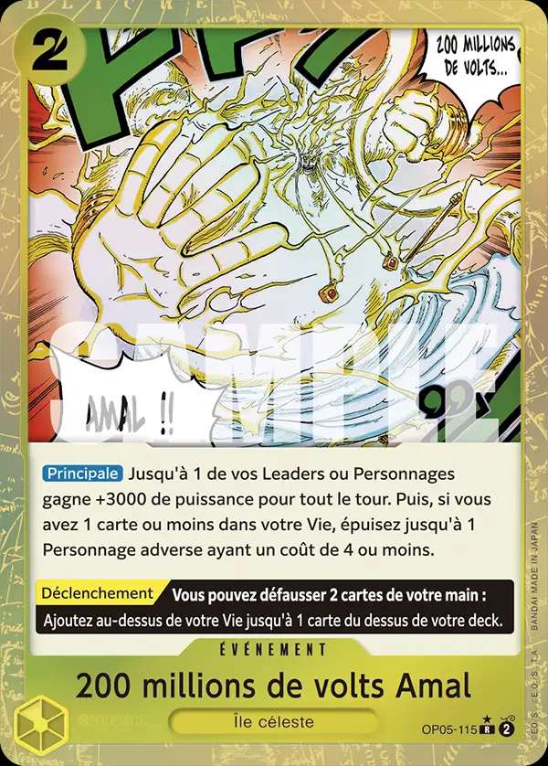 Carte One Piece 200 millions de volts Amal V3 OP05-115 R The Best Neuf FR LorenZone