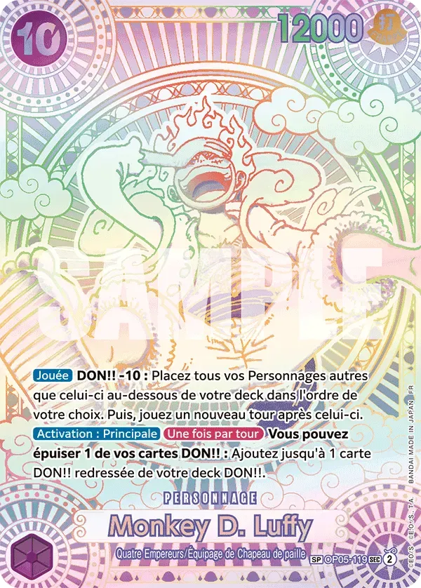 Carte One Piece Monkey D. Luffy V1 - FR OP05-119 SPE Des Poings Vifs Comme l'Éclair Neuf FR LorenZone