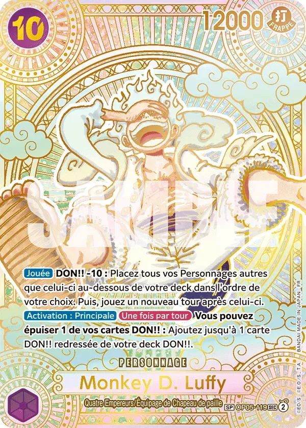 Carte One Piece Monkey D. Luffy V2 - FR OP05-119 SPE Des Poings Vifs Comme l'Éclair Neuf FR LorenZone