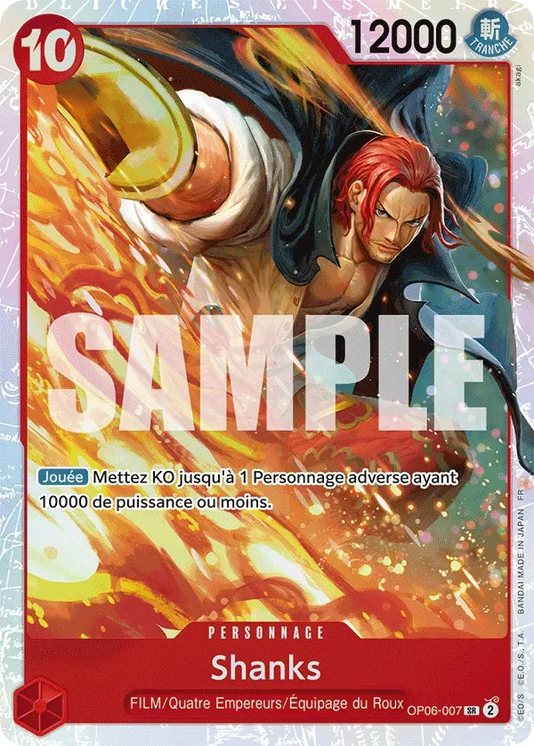 Carte One Piece Shanks - PRB02 - FR OP06-007 Super Rare The Best Vol.2 Neuf FR LorenZone