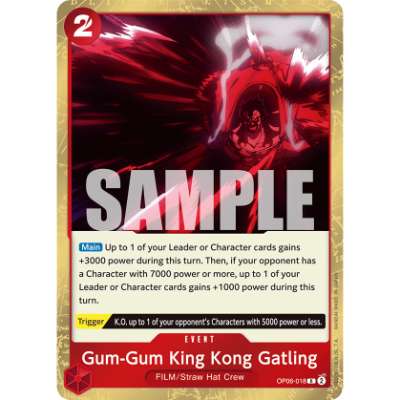 Carte One Piece Gum-Gum King Kong Gatling OP06-018 R Wings Of The Captain Neuf EN LorenZone