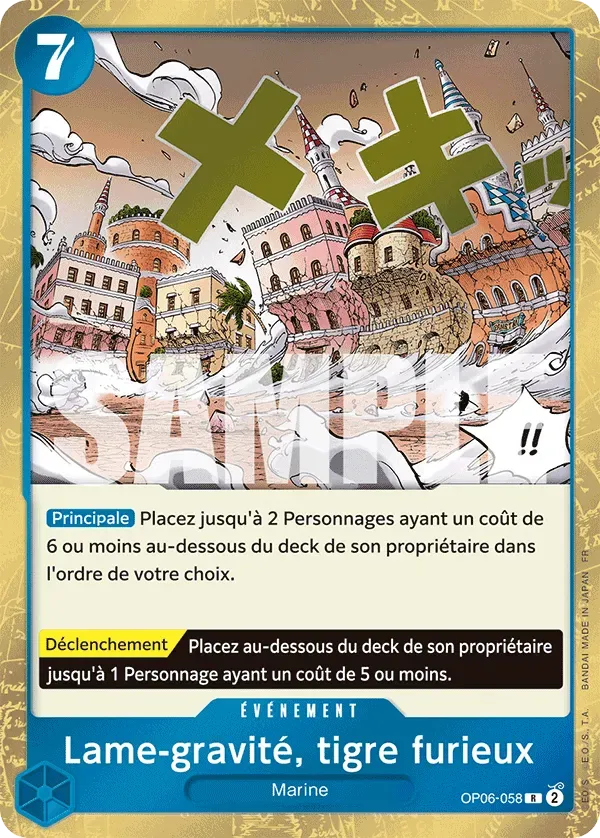 Carte One Piece Lame-gravité, tigre furieux V1 - PRB02 - FR OP06-058 Rare The Best Vol.2 Neuf FR LorenZone