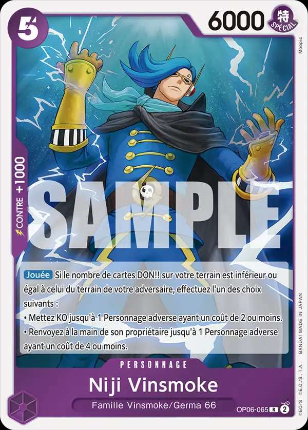Carte One Piece Niji Vinsmoke V1 OP06-065 R The Best Neuf FR LorenZone