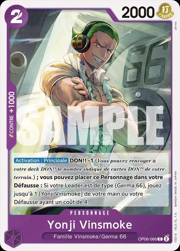 Carte One Piece Yonji Vinsmoke V1 OP06-066 C The Best Neuf FR LorenZone