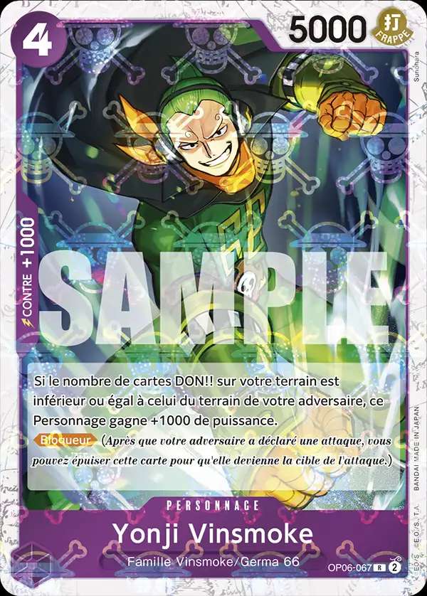 Carte One Piece Yonji Vinsmoke V2 OP06-067 R The Best Neuf FR LorenZone