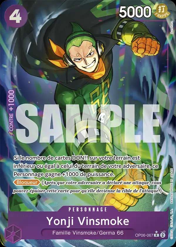 Carte One Piece Yonji Vinsmoke V3 OP06-067 R The Best Neuf FR LorenZone