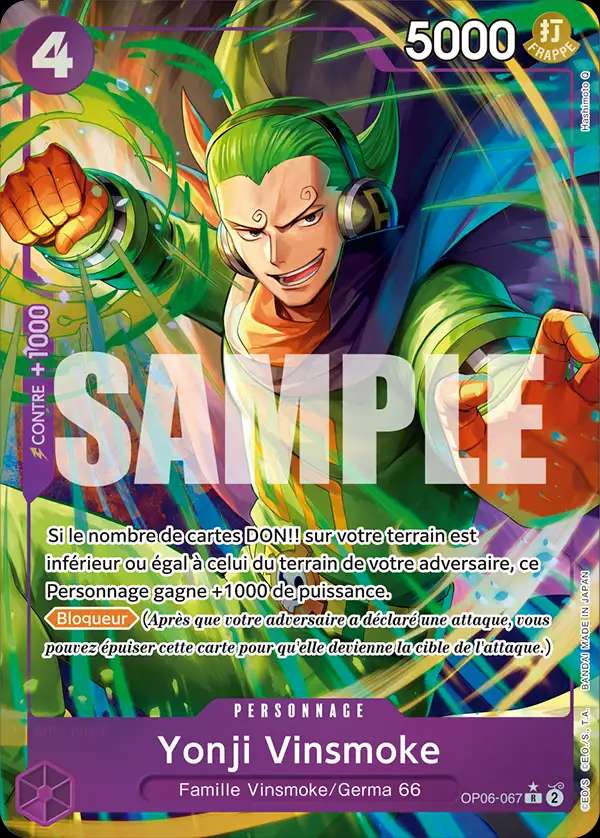 Carte One Piece Yonji Vinsmoke V4 OP06-067 R The Best Neuf FR LorenZone