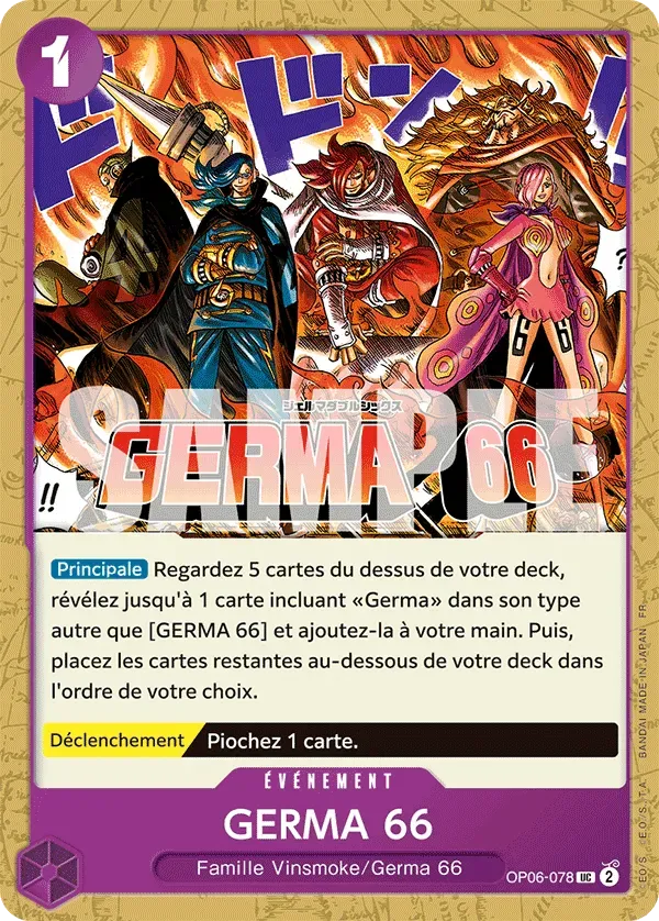 Carte One Piece GERMA 66 V1 - PRB02 - FR OP06-078 Peu Commune The Best Vol.2 Neuf FR LorenZone