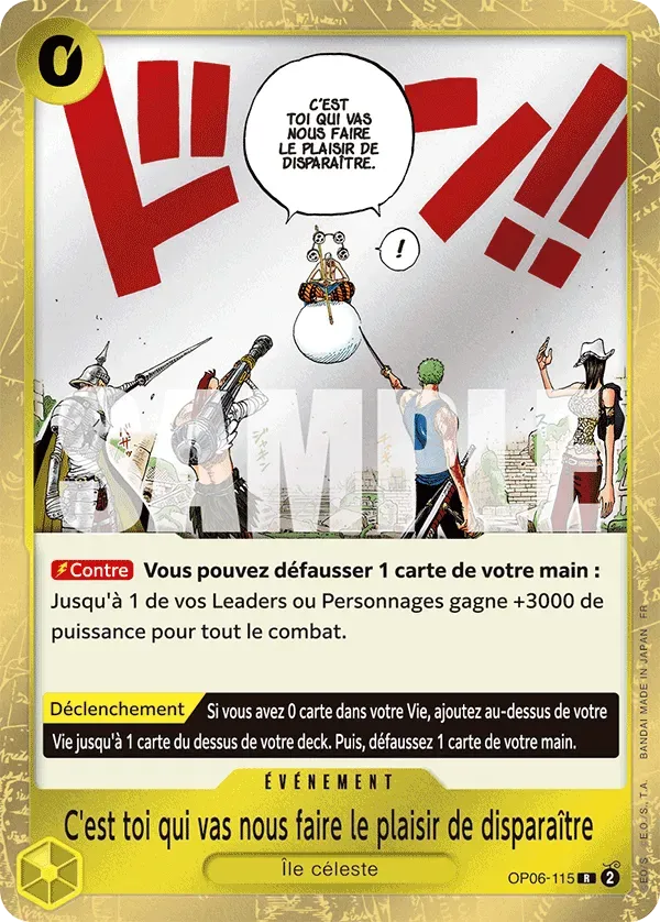 Carte One Piece C'est toi qui vas nous faire le plaisir de disparaitre V1 - PRB02 - FR OP06-115 Rare The Best Vol.2 Neuf FR LorenZone