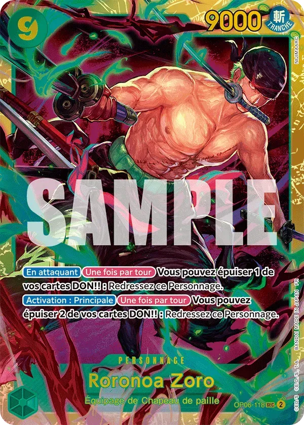 Carte One Piece Roronoa Zoro - PRB02 - FR OP06-118 Secrete The Best Vol.2 Neuf FR LorenZone