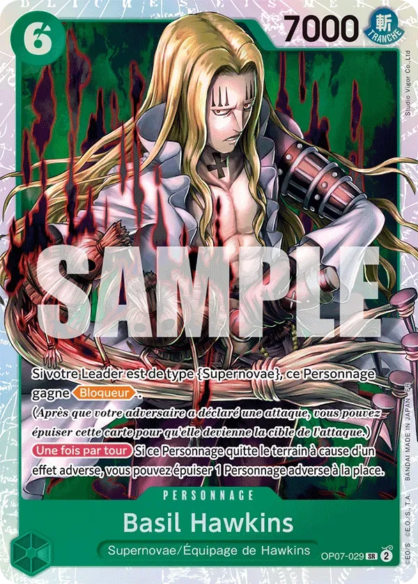 Carte One Piece Basil Hawkins - PRB02 - FR OP07-029 Super Rare The Best Vol.2 Neuf FR LorenZone