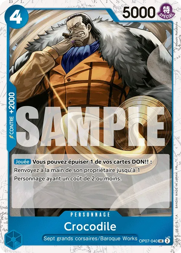 Carte One Piece Crocodile V2 - PRB02 - FR OP07-040 Peu Commune Foil The Best Vol.2 Neuf FR LorenZone