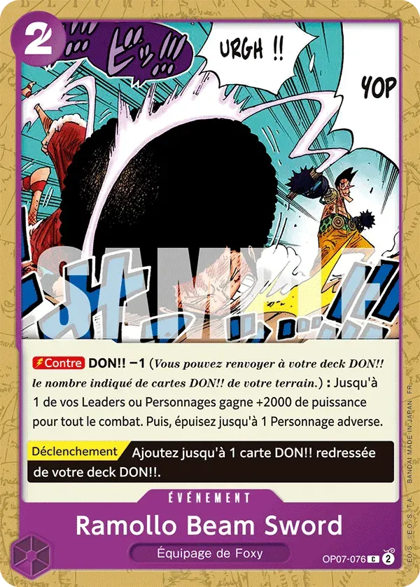 Carte One Piece Ramollo Beam Sword V1 - PRB02 - FR OP07-076 Commune The Best Vol.2 Neuf FR LorenZone