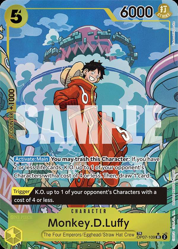 Carte One Piece Monkey.D.Luffy SC OP08 OP07-109 SR Two Legends Neuf EN LorenZone