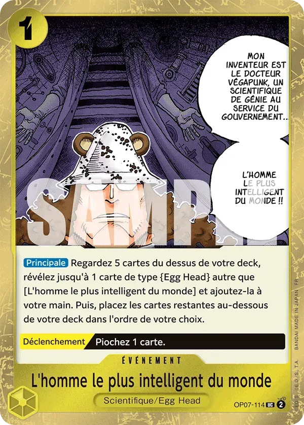 Carte One Piece L'Homme le plus intelligent du monde V2 - PRB02 - FR OP07-114 Peu Commune Foil The Best Vol.2 Neuf FR LorenZone