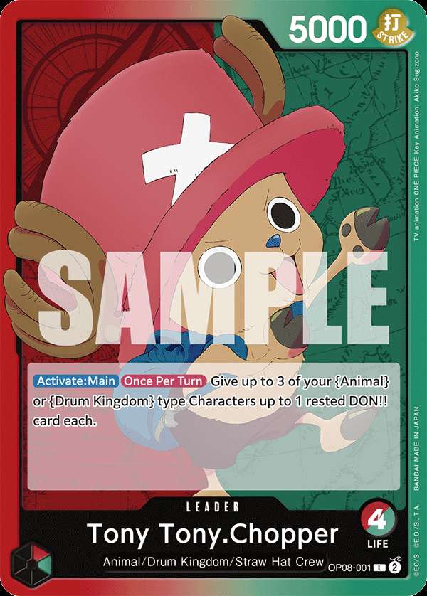 Carte One Piece Tony Tony.Chopper V1 OP08-001 L Two Legends Neuf EN LorenZone