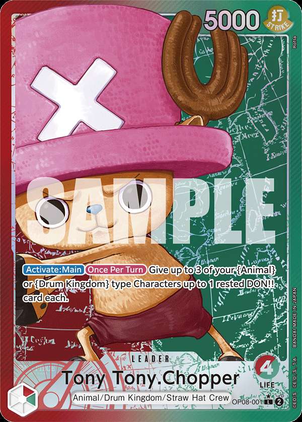 Carte One Piece Tony Tony.Chopper V2 OP08-001 L Two Legends Neuf EN LorenZone