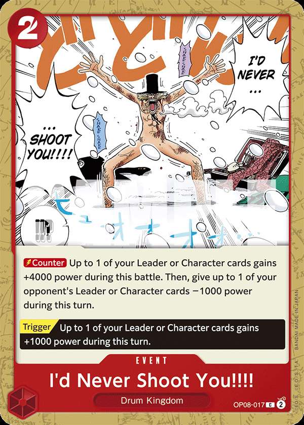 Carte One Piece I'd Never Shoot You!!!! OP08-017 C Two Legends Neuf EN LorenZone