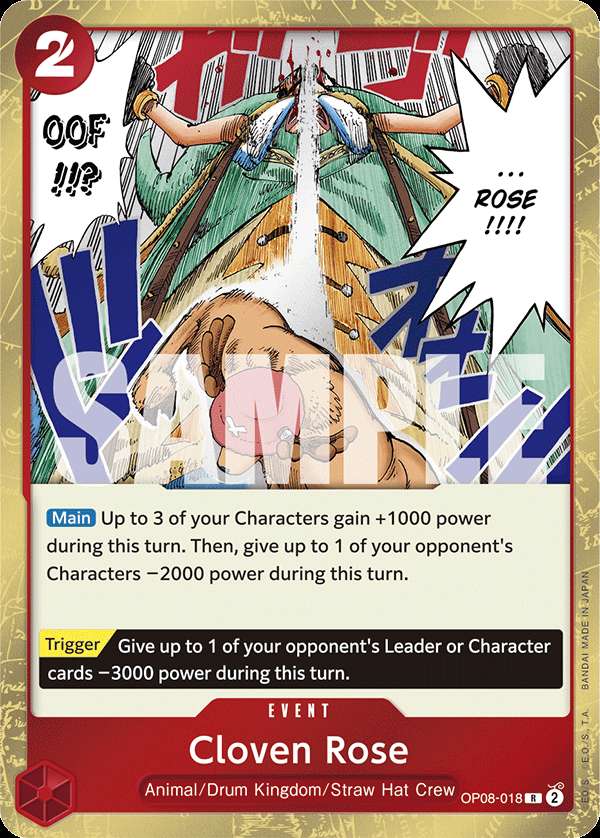 Carte One Piece Cloven Rose OP08-018 R Two Legends Neuf EN LorenZone