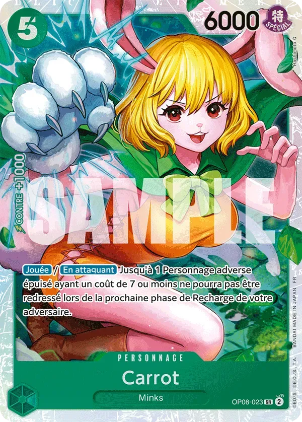 Carte One Piece Carrot - PRB02 - FR OP08-023 Super Rare The Best Vol.2 Neuf FR LorenZone