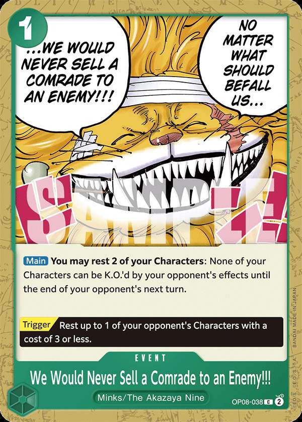 Carte One Piece We Would Never Sell a Comrade to an Enemy!!! OP08-038 C Two Legends Neuf EN LorenZone