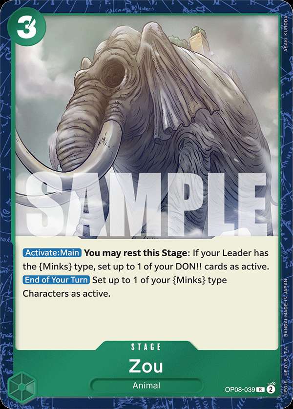 Carte One Piece Zou OP08-039 R Two Legends Neuf EN LorenZone