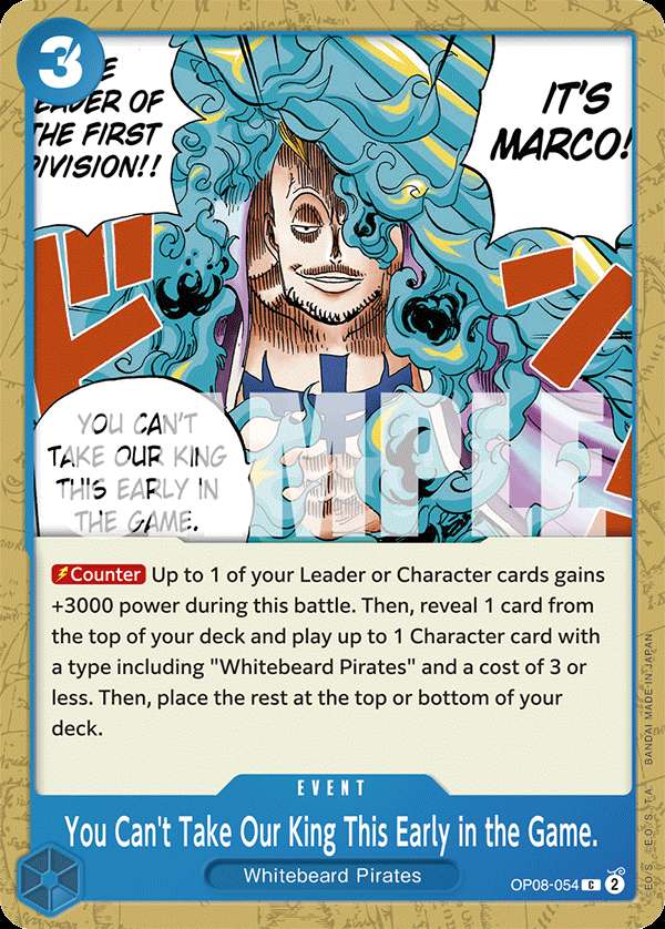 Carte One Piece You Can't Take Our King This Early in the Game. OP08-054 C Two Legends Neuf EN LorenZone