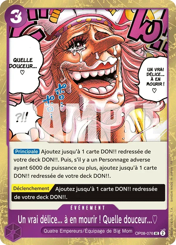 Carte One Piece Un vrai délice... à en mourir ! Quelle douceur... ♡ V2 - PRB02 - FR OP08-076 Peu Commune Foil The Best Vol.2 Neuf FR LorenZone