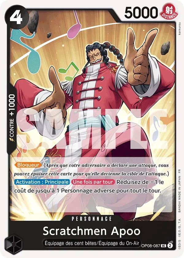 Carte One Piece Scratchmen Apoo V1 - PRB02 - FR OP08-087 Peu Commune The Best Vol.2 Neuf FR LorenZone