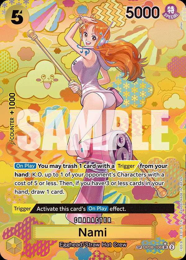 Carte One Piece Nami SC OP09 OP08-106 SR Emperors In The New World Neuf EN LorenZone