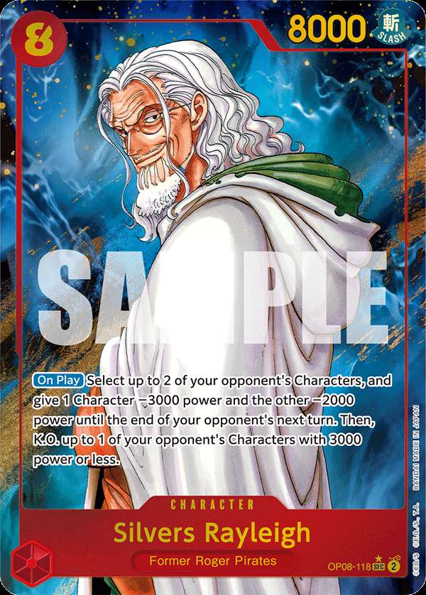 Carte One Piece Silvers Rayleigh V2 OP08-118 SEC Two Legends Neuf EN LorenZone