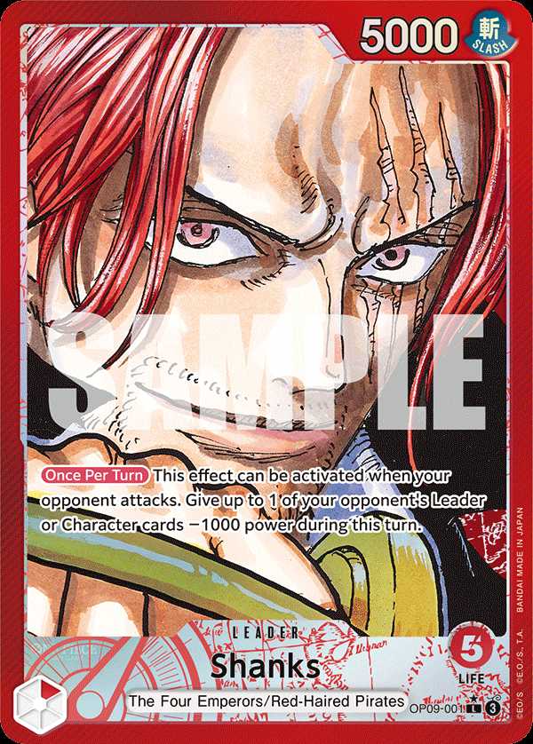 Carte One Piece Shanks V2 OP09-001 L Emperors In The New World Neuf EN LorenZone