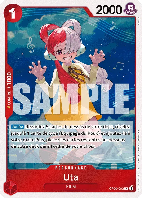 Carte One Piece Uta - PRB02 - FR OP09-002 Rare The Best Vol.2 Neuf FR LorenZone