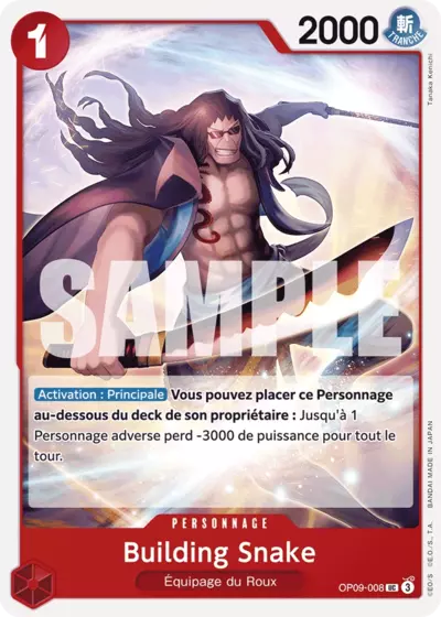 Carte One Piece Building Snake OP09-008 UC Les Nouveaux Empereurs Neuf FR LorenZone