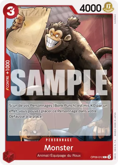 Carte One Piece Monster OP09-012 C Les Nouveaux Empereurs Neuf FR LorenZone