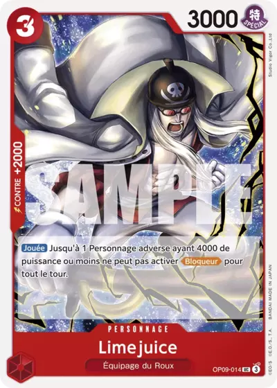 Carte One Piece Limejuice OP09-014 UC Les Nouveaux Empereurs Neuf FR LorenZone