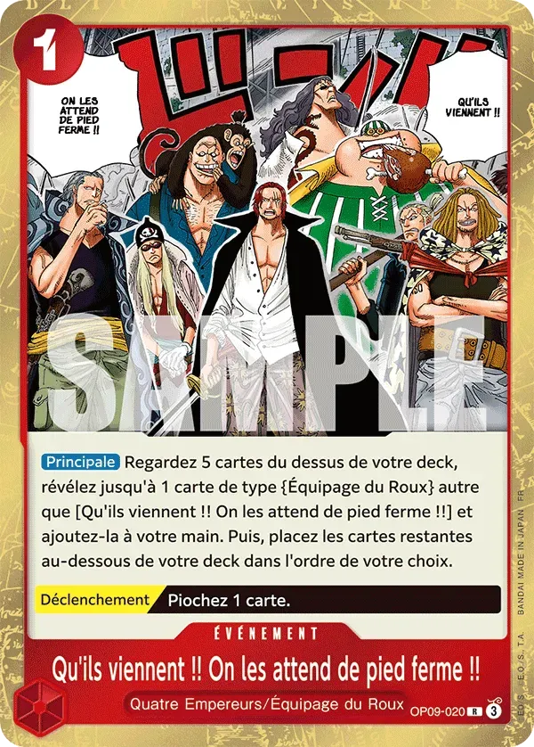 Carte One Piece Qu'ils viennent !! On les attend de pied ferme !! V1 - PRB02 - FR OP09-020 Rare The Best Vol.2 Neuf FR LorenZone