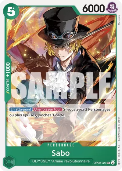 Carte One Piece Sabo OP09-027 UC Les Nouveaux Empereurs Neuf FR LorenZone
