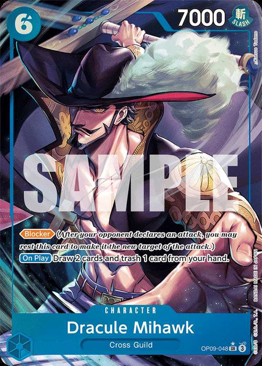 Carte One Piece Dracule Mihawk V2 OP09-048 SR Emperors In The New World Neuf EN LorenZone