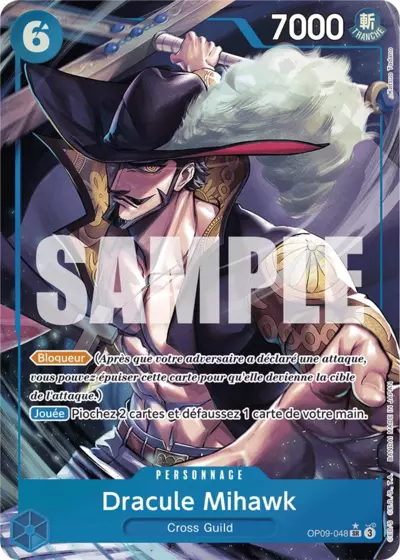 Carte One Piece Dracule Mihawk V2 OP09-048 SR Les Nouveaux Empereurs Neuf FR LorenZone