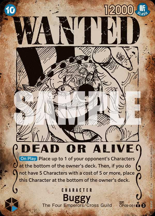 Carte One Piece Buggy Wanted OP09-051 R Emperors In The New World Neuf EN LorenZone
