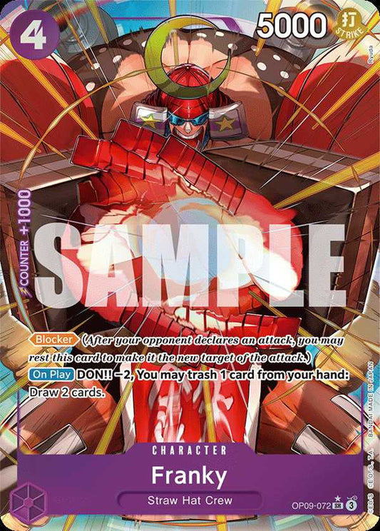 Carte One Piece Franky V2 OP09-072 SR Emperors In The New World Neuf EN LorenZone
